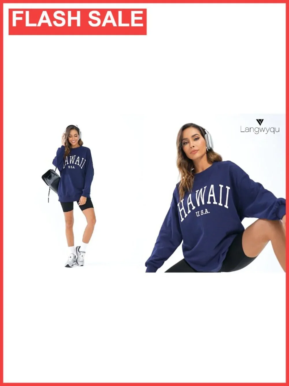 Oversized Los Angeles California Sweatshirt Crewneck Bat Sleeve Pullover